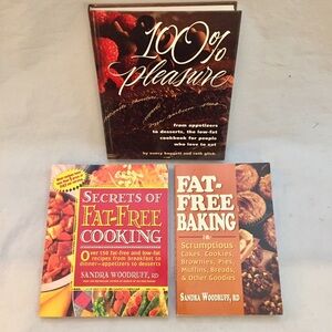 Cookbook Set (3) Fat Free Cooking Baking Healthy Low Fat